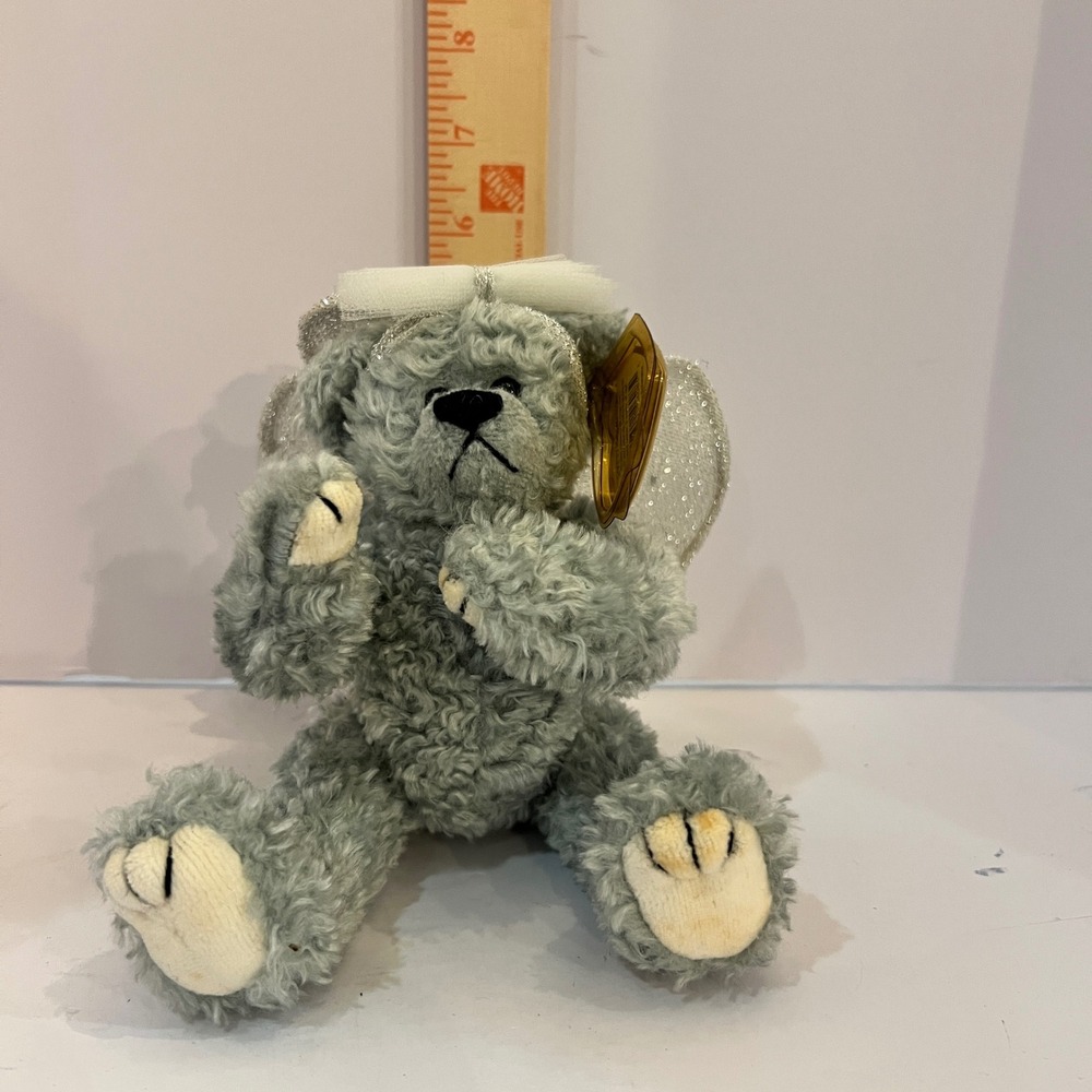 Ty Beanie Baby Halo II Grey Angel Bear Silver Wings Plush 06083 1993 Tag